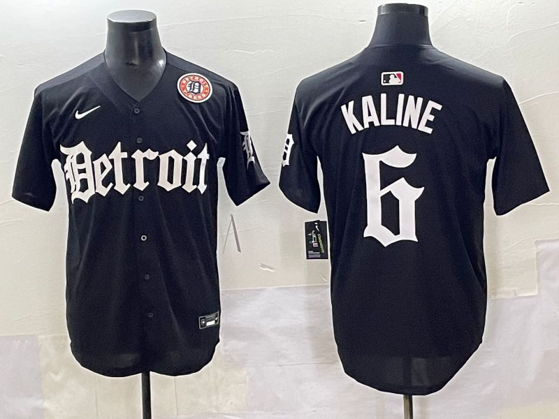 Men 2025 Detroit Tigers #6 Kaline Black Five generations Joint Name Nike MLB Jersey style 16